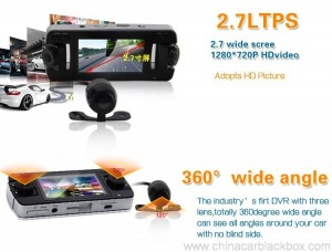 Separate 3 Cameras Car DVR